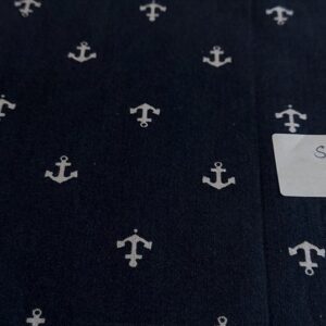 Anchor print, marine nautical theme fabric for holiday clothing like shirts, skirts, children's clothing, and dog bandanas.