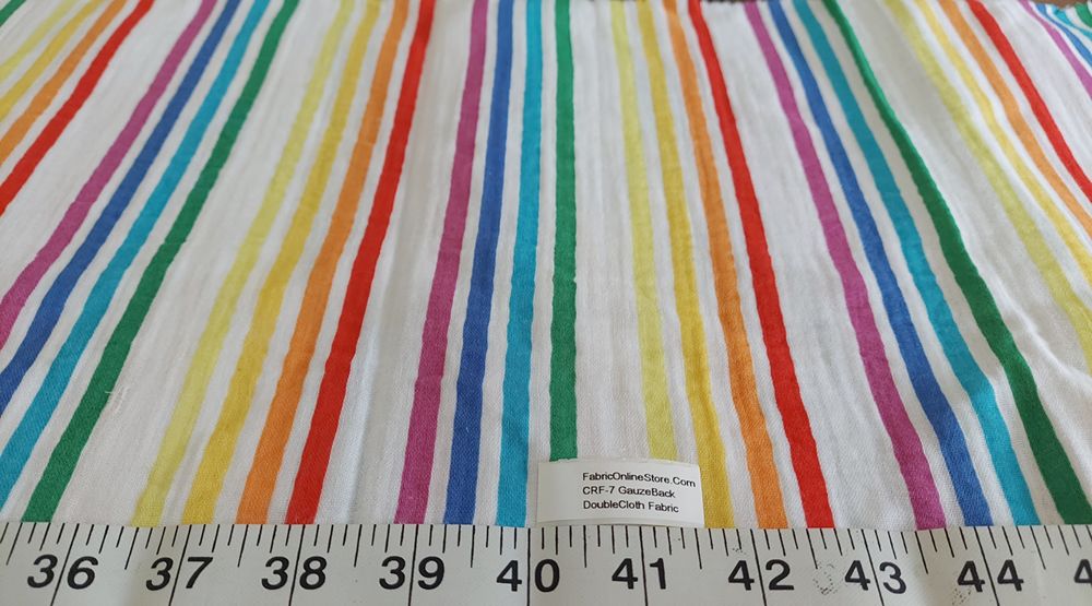 Colorful Striped double cloth gauze fabric for sewing skirts, dog bandanas, children's clothing, dresses, bowties & decor items.