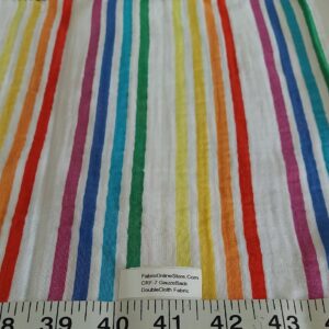 Colorful Striped double cloth gauze fabric for sewing skirts, dog bandanas, children's clothing, dresses, bowties & decor items.