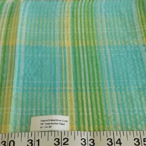 Seersucker Plaid Fabric for preppy clothing, vintage dresses & skirts, pinup clothing, kids clothing, dog bandanas & bows.