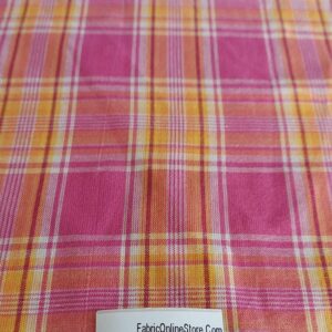 Pink Plaid fabric for classic menswear, vintage skirts & dresses, retro sewing, classic children's clothing & theater costumes.