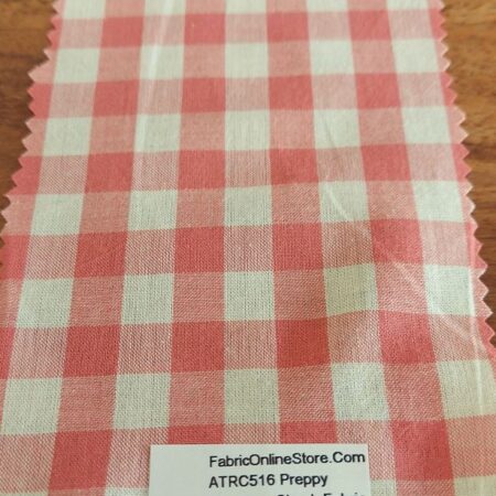 Peach Gingham Check Fabric for classic children's clothing, shirts, pinup dresses, retro skirts, pet clothing & bowties.