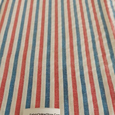 Red White & Blue Striped Fabric for shirts, children's clothing, bowties, vintage sewing, retro skirts, costumes & dresses.