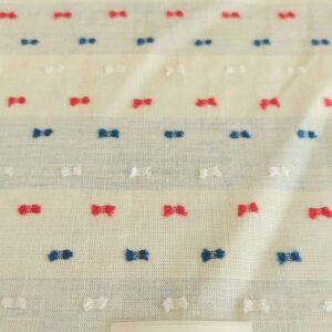Striped Fabric with Red White & Blue Swiss Dots for vintage clothing, children's clothing, retro skirts & dresses & bowties