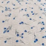 Seersucker with flowers print fabric for handsewn children's clothing, retro & vintage dresses, dog bandanas, bowties & bows.