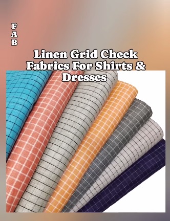 Linen check fabric for sewing men's shirts, classic children's clothing, retro dresses & skirts, linen jackets, bowties & coats.