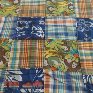 Patchwork Plaid, Monkeys, Bananas & floral fabric for retro clothing, costumes, children's clothing, dog bandanas & shorts.