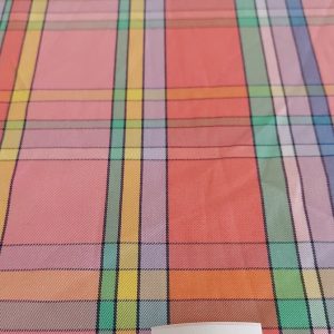 Pink Madras Plaid fabric for mens & boys shorts, ties, retro dresses, pinup clothing, dog bandanas children's clothing & costumes.
