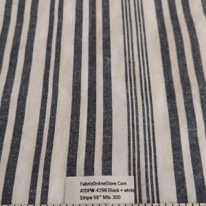 Black & White Chambray Striped Fabric for shirts, coats, children's clothing, bowties, vintage sewing, retro skirts & dresses.