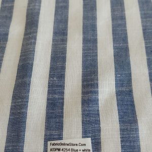 Blue & White Chambray Striped Fabric for shirts, coats, children's clothing, bowties, vintage sewing, retro skirts & dresses.