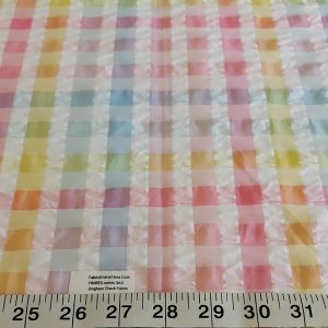 Pastel Rainbow Gingham check fabric for bowties, dresses, skirts, retro & pinup clothing, theater costumes & children's clothing.