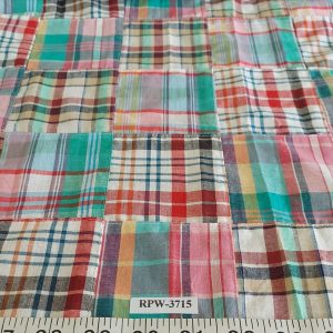 Vintage Patchwork Madras fabric for ivy style clothing, preppy menswear, classic children's clothing, bowties & dog bandanas.