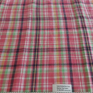 Pink Madras fabric for hand smocked clothing, bowties, dog bandanas and collars, men's shirts, retro style dresses & skirts.