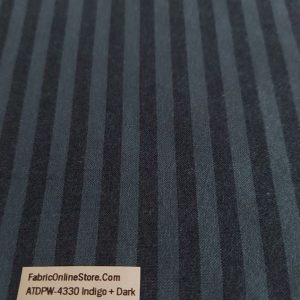 Indigo Blue Striped Fabric for shirts, coats, children's clothing, bowties, vintage sewing, retro skirts, costumes & dresses.
