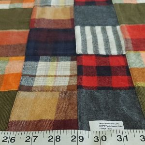 Flannel patchwork plaid fabric, for winter sewing of shirts, pants, outdoor clothing, Fall Dresses & skirts, & Dog bandanas.