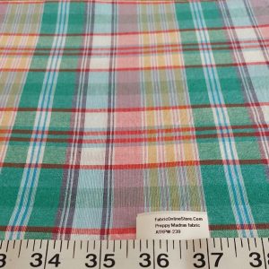 Madras Plaid Fabric for classic menswear, pinup clothing, sport coats, classic children's clothing, & vintage clothing.