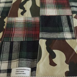 Patchwork flannel plaid & camo fabric for sewing shorts, retro dresses & skirts, classic children's clothing, dog bandanas.