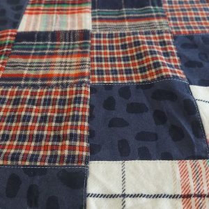 Patchwork flannel plaid & print fabric for sewing retro dresses & skirts, classic children's clothing, bowties & dog bandanas.