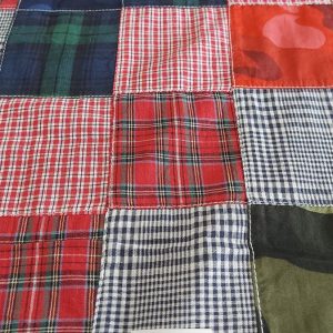 Patchwork Plaid & Camo print fabric for sewing shorts, retro dresses & skirts, classic children's clothing, handmade dog bandanas.