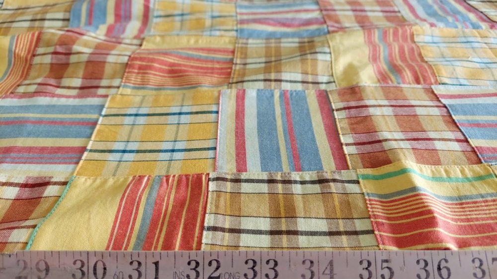 Patchwork Madras fabric for ivy style clothing, preppy menswear, classic children's clothing, dog bandanas & handmade bowties.