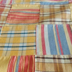 Patchwork Madras fabric for ivy style clothing, preppy menswear, classic children's clothing, dog bandanas & handmade bowties.