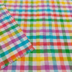 Rainbow Check fabric for shirts, vintage skirts & dresses, retro sewing, fun children's clothing, bowties, pet clothing & costumes.