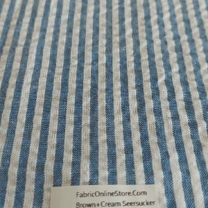 Seersucker Striped Fabric for sewing preppy menswear, southern clothing, suits, shirts, skirts, bowties and children's clothing.