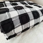 Ruffled candlewick check denim fabric for dresses, pants, coats, jackets, home decor, bags & boho clothing.