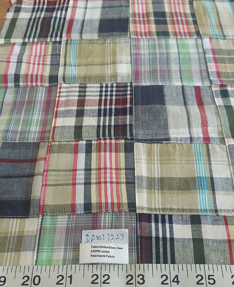 Vintage Patchwork Madras fabric for ivy style clothing, preppy menswear, classic children's clothing, bowties & dog bandanas. Vintage Patchwork Madras fabric for ivy style clothing, preppy menswear, classic children's clothing, bowties & dog bandanas.