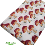 Burgundy Mushrooms Print Fabric
