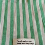 White & Green Striped Fabric For Shirts, Dresses & Decor