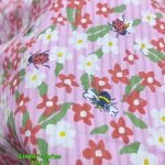 Floral Seersucker Fabric With Bees, Ladybugs For Dresses & Tops