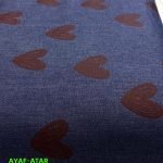 Hearts Print Denim Fabric For Dresses, Children's Clothing & Decor