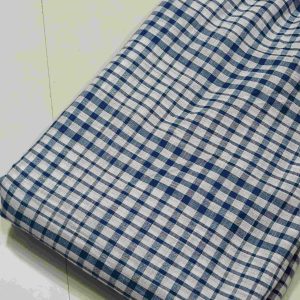 Blue & Off White Check Fabric For Shirts & Dresses