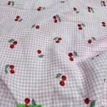 Gingham Cherries Print Fabric For Shirts, Blouses, Children's clothing & Dresses.