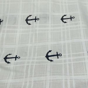 Anchors Print Check Fabric For Shirts, Blouses, Children's clothing & Dresses
