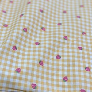 Strawberries & Gingham Print Fabric For Blouses, Children's clothing & Dresses.