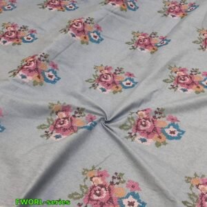Cross Stitch Floral Fabric For Shirts, Blouses, Children's clothing & Dresses.
