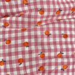 Oranges Print On Gingham Fabric For Shirts, Costumes, Dresses, Children's Clothing & Decor.