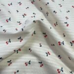 Cherries Print Seersucker Fabric For Shirts, Costumes, Dresses, Children's Clothing & Decor.