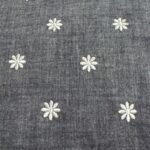 Floral Embroidered Chambray Fabric For Shirts, Costumes, Dresses, Children's Clothing & Decor.