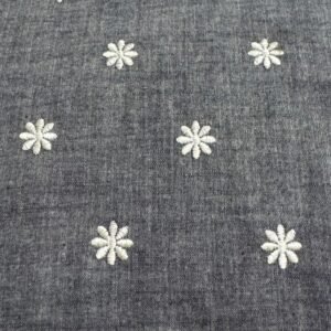 Floral Embroidered Chambray Fabric For Shirts, Costumes, Dresses, Children's Clothing & Decor.