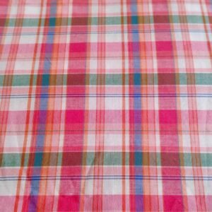 Pink Madras Plaid Fabric For Tops, Shirts, Bowties, Children's clothing & Decor.