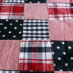 Stars & Stripes + Gingham Patchwork Fabric For Shirts, Coats, Pants, Dresses, Shorts, 4th Of July Sewing.