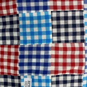 Solid + Gingham Patchwork Fabric For Shirts, Coats, Pants, Dresses, Shorts & Costume Design.