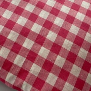 Pink-Red Gingham Fabric For Sewing Tops, Blouses, Shirts, Coats, Bowties, Dresses, Bags & Decor.