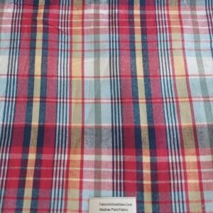 Madras Plaid Fabric For Shirts, Blouses, Coats, Pants, Dresses, Bags & Costumes.