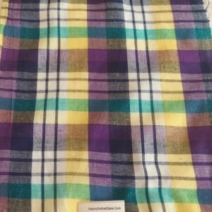 Madras Plaid Fabric For Shirts, Blouses, Coats, Pants, Dresses, Bags & Costumes.