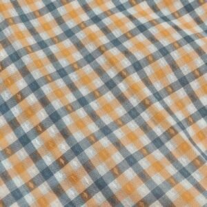 Tattersall Check Fabric with Motifs, For Sewing Shirts, Blouses, Coats, Bowties & Dresses.