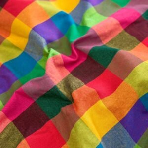 Rainbow Plaid Fabric For Sewing Shirts, Bowties, Dresses, Kids Clothing, Bags & Costumes.
